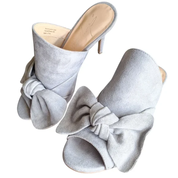 Daya by Zendaya Suede Bow Mules Heels | Size 6.5 | Gray Slip-On Stilettos - Picture 9 of 9